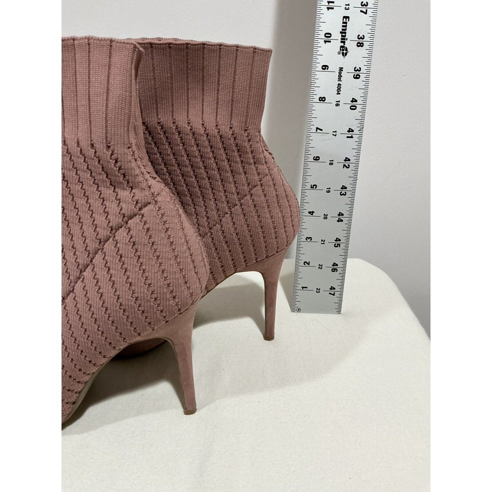 Woman’s Ruge Royals Pink Suede Stretch Fabric Ankle Boots 9m Peep Toe Heels - Picture 4 of 9